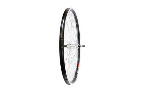 Колесо заднее 27.5" TRIX, профиль алюминиевый, двойной, 36H, фрезерованный, 584х19,4/25х21,4мм, A/V, анодированный, черный, втулка стальная, V-br, под трещотку, гайки, серебристая, спица серебристая
