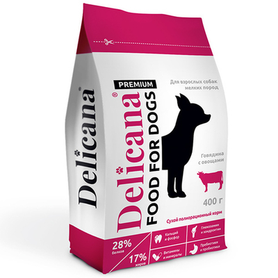 Delicana сух.д/собак мелких  пород Говядина с овощами