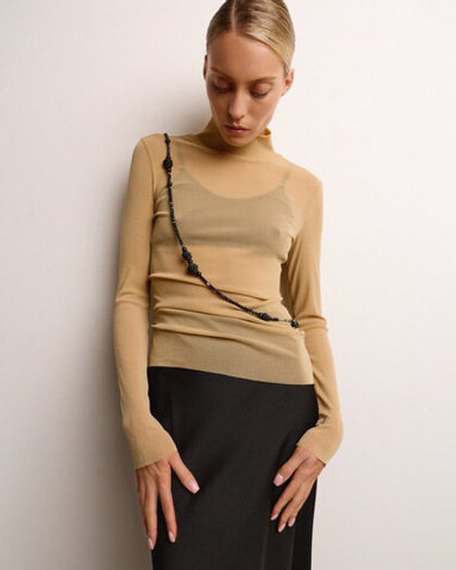 Нить из чёрного агата с бусинами из полимерной глины