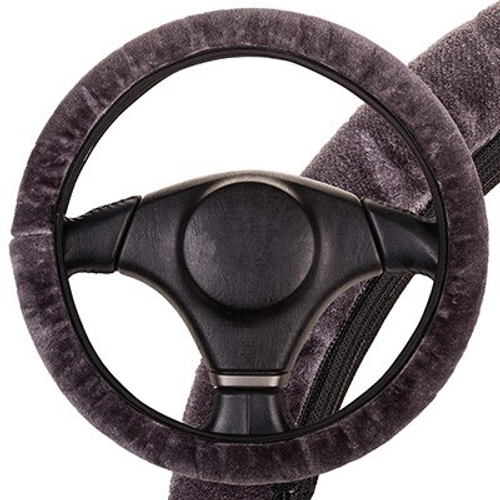 Оплетка руля M 37-38 см иск. мех  Arctic-6  серая (SKYWAY)