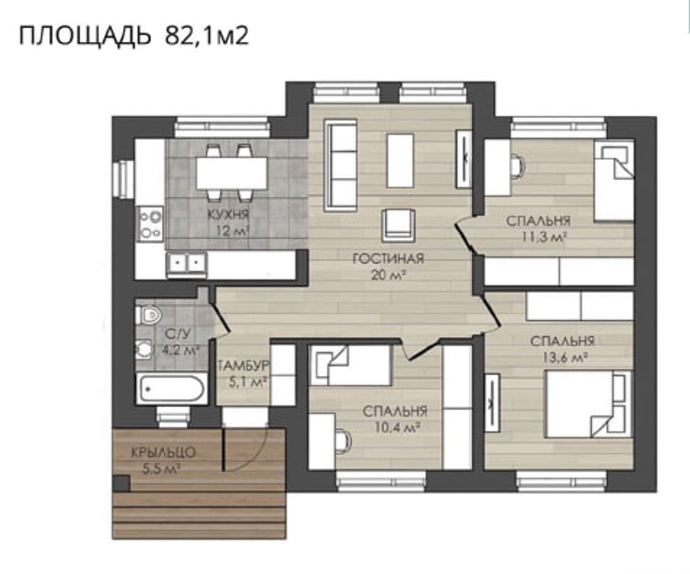 Проект Дома 91 кв. м К-156