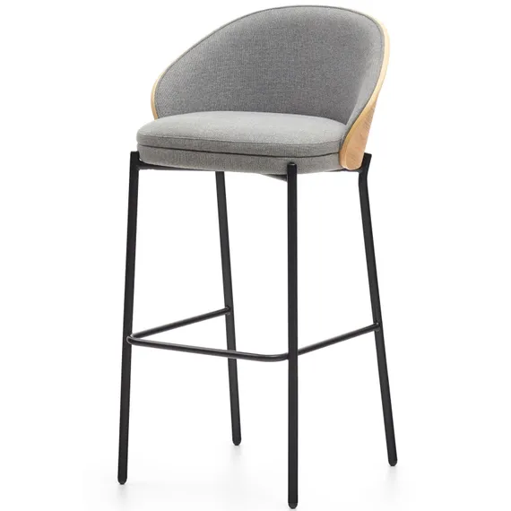 Барный стул Eamy светло-серый с натуральной отделкой | La Forma | Испания