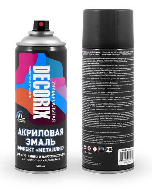 Эмаль аэроз. DECORIX акрил.  металлик черная 520мл  0103-39 DX
