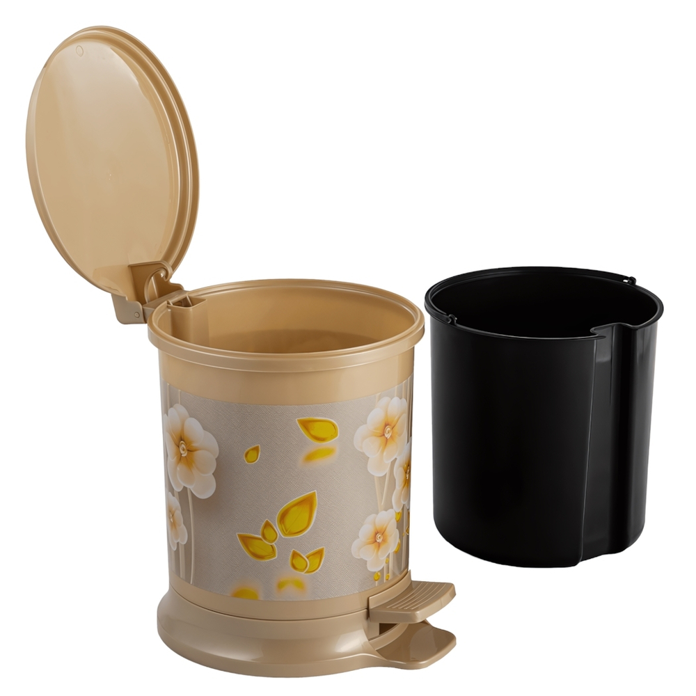 Ведро для мусора с педалью 7л с рисунком "Цветок", устойчивое