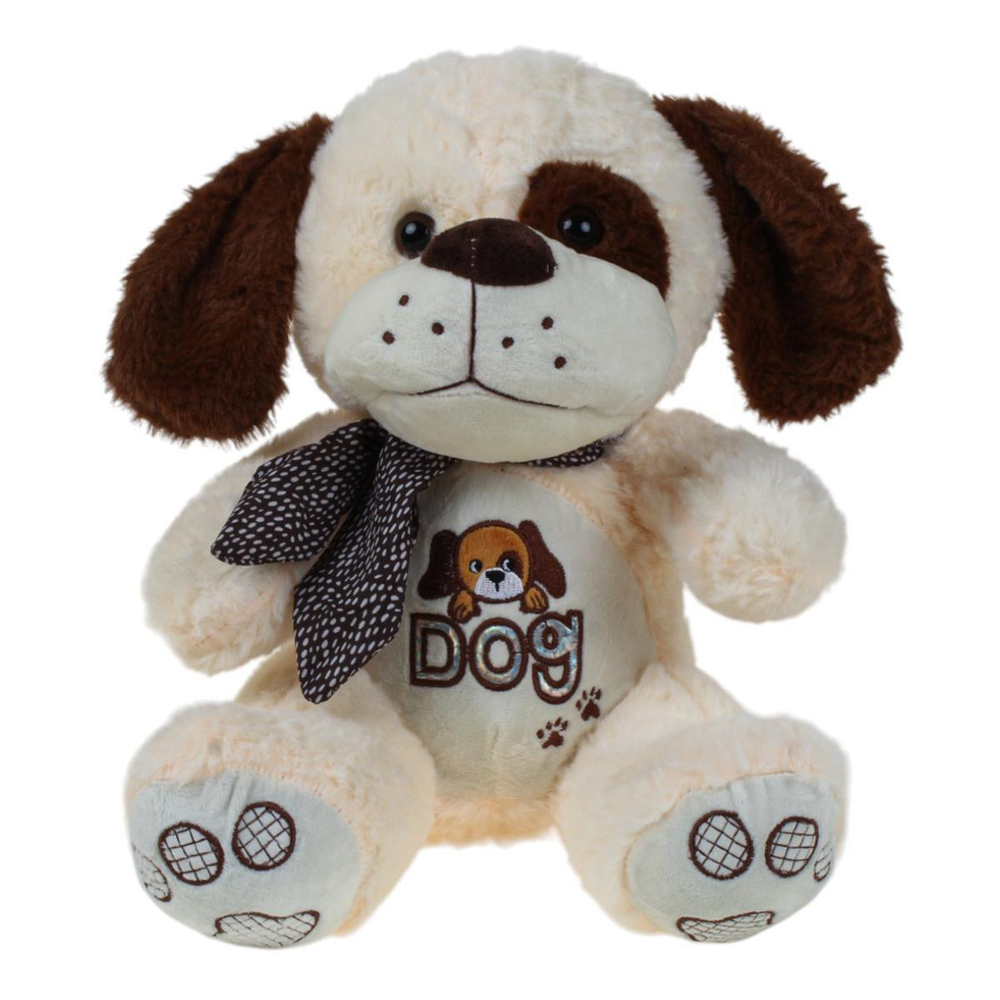 Собака с бантом и вышивкой "DOG" 20x33x25см. (Hand)