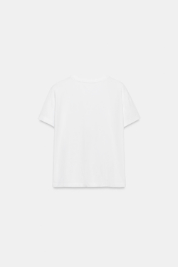 ZARA ФУТБОЛКА С КОРОТКИМИ РУКАВАМИ, БЕЛЫЙ