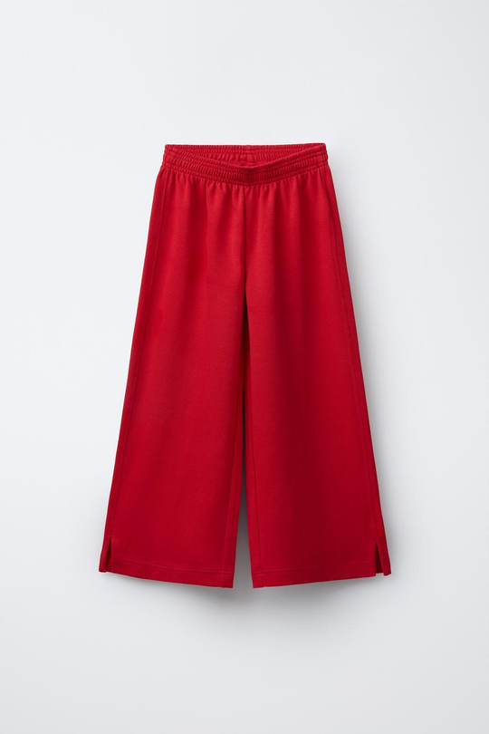 ZARA БРЮКИ WIDE LEG ИЗ ТКАНИ ИНТЕРЛОК, КРАСНЫЙ