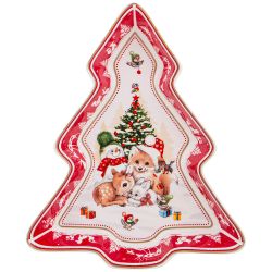 БЛЮДО LEFARD "С НОВЫМ ГОДОМ!" В ФОРМЕ ЕЛКИ 25Х21Х4 СМ КРАСНОЕ (КОР=8ШТ.)