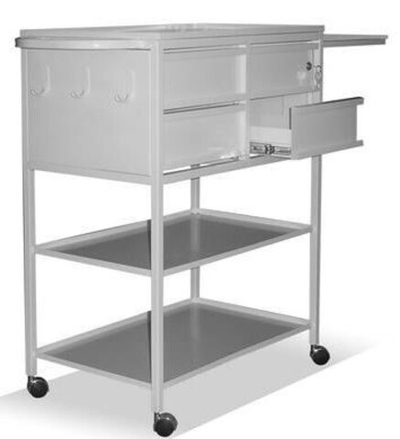 Стол-тележка 3х полочный с 4-я ящиками