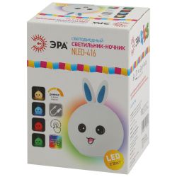 Ночник - светильник светодиодный ЭРА NLED-416-2W-BU аккумуляторный мягкий силиконовый белый с синим