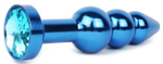 Удлиненная синяя анальная втулка с голубым кристаллом - 11,3 см. (Цвет: голубой)