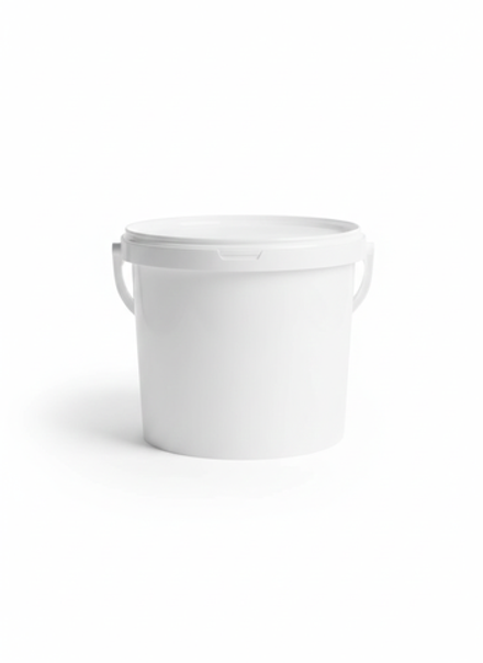 Ведро пластиковое 3,3 л с крышкой и ручкой (пищевая тара, белый полипропилен)