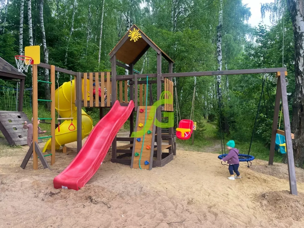 Детская площадка Панда Фани с балконом и трубой