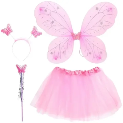 Набор карнавальный «Розовое чудо» (ободок, палочка,крылья,юбка), Розовый