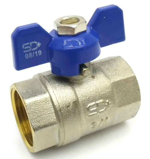 Кран шаровый 20 (3/4") ВВ бабочка синяя (Италия)