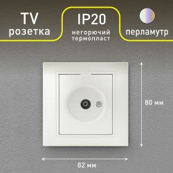 Розетка Intro Plano 1-301-06 TV одиночная, IP20, СУ, перламутр