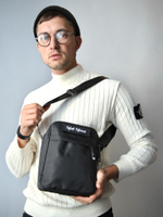 Поясная сумка Город Горький черная с шевроном липучкой квадратная