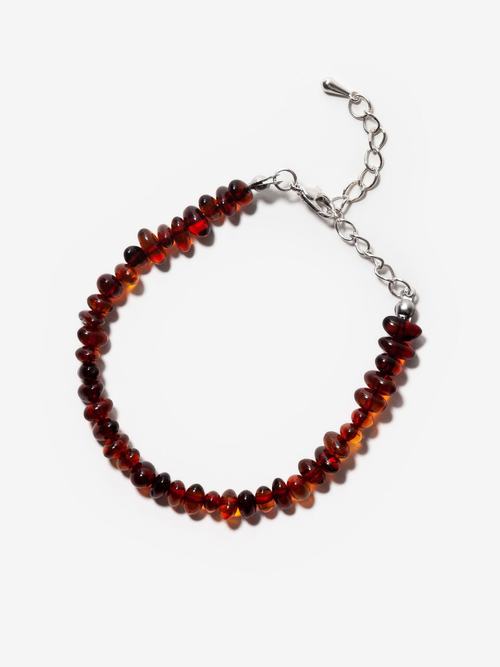 Браслет из цельного коньячного янтаря, безразмерный. Калининградский янтарь