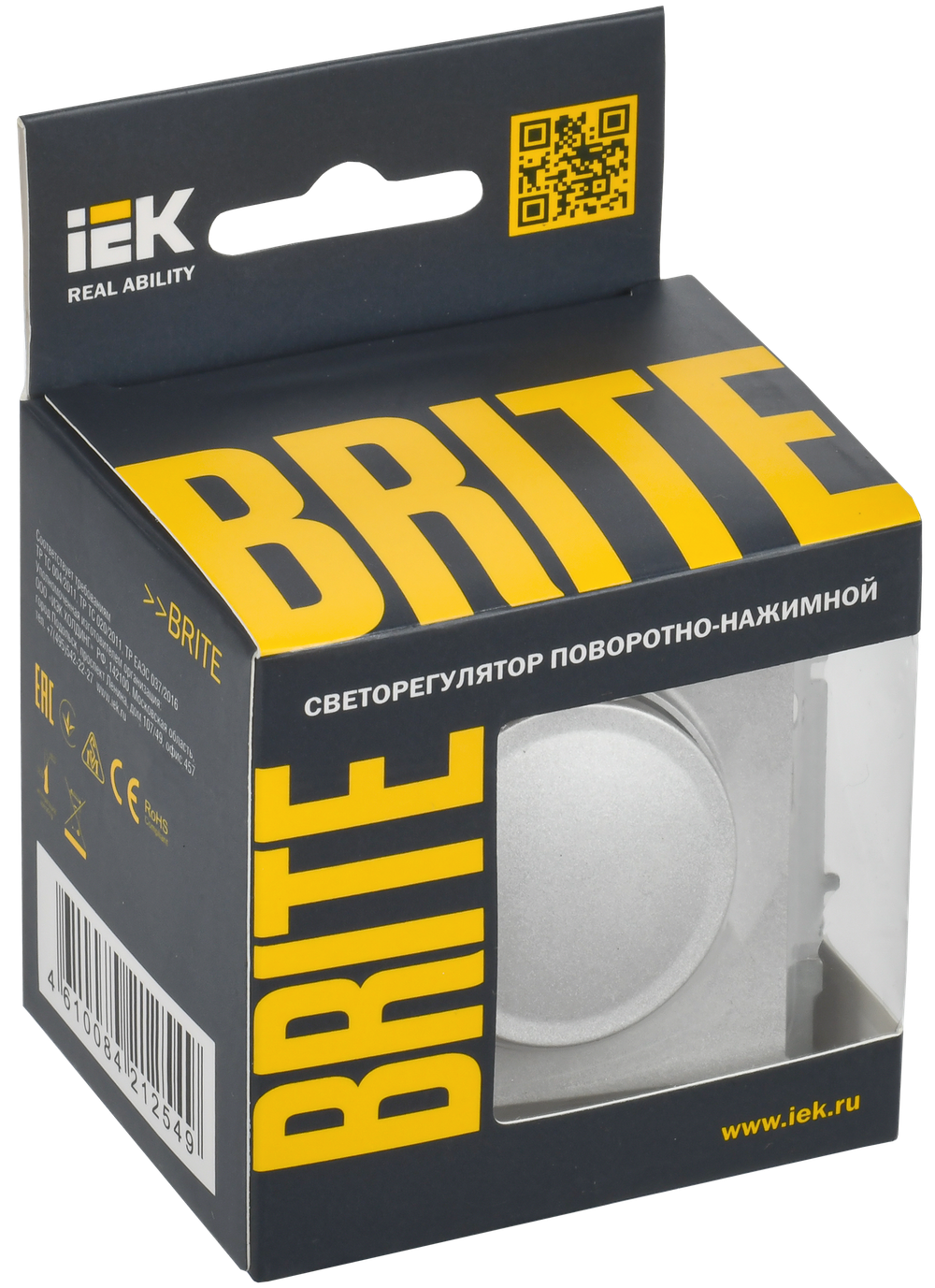 BRITE Светорегулятор поворотно-нажимной 600Вт СС10-1-0-БрА алюминий IEK