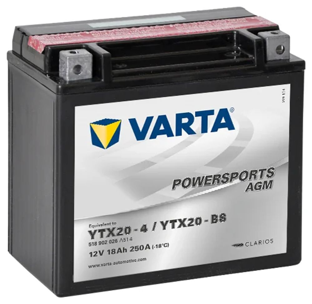 Аккумулятор Varta AGM YTX20-BS для водной и мототехники, 518902026