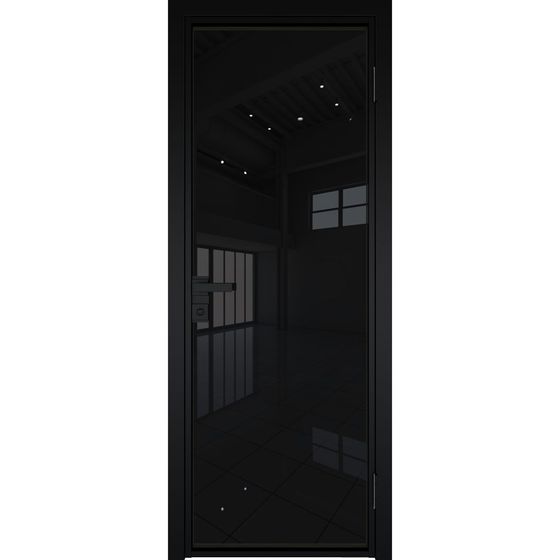 Алюминиевая дверь 1AG чёрная матовая RAL9005 остеклённая