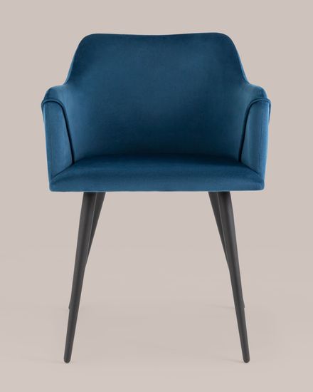 Стул с подлокотниками Джоэл велюр синий