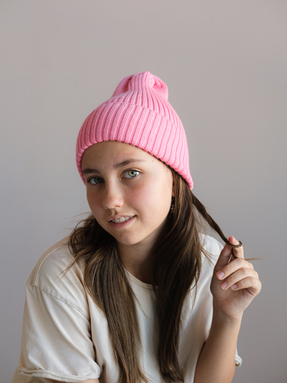 Шапка вязаная-резинка весенняя/осенняя КЭП(Розовый)