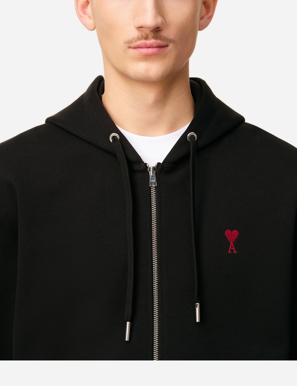 AMI PARIS Cotton Zipped Hoodie Black