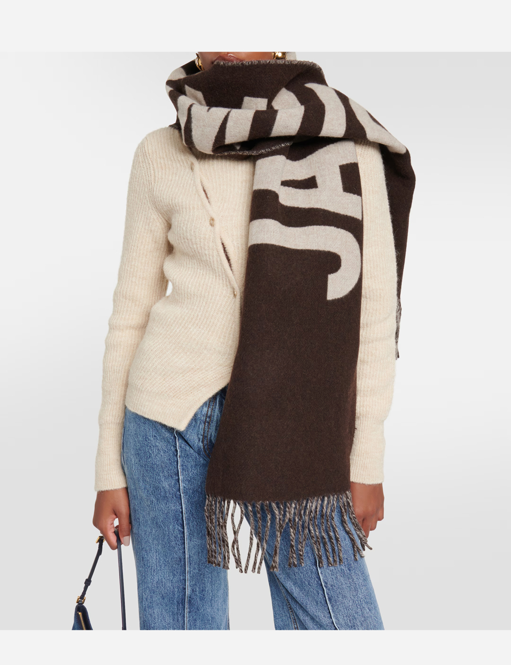 Шарф Jacquemus Logo Virgin Wool Scarf Brown