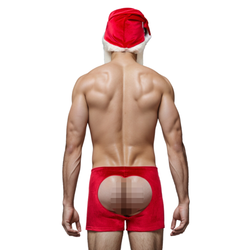 Мужской костюм "Дед Мороз" 2 в 1: боксеры с вырезом и шапка с бородой LaBlinque LB15736