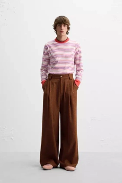 ZARA X HARRY LAMBERT ШИРОКИЕ БРЮКИ, ЧЕРЕПИЧНЫЙ