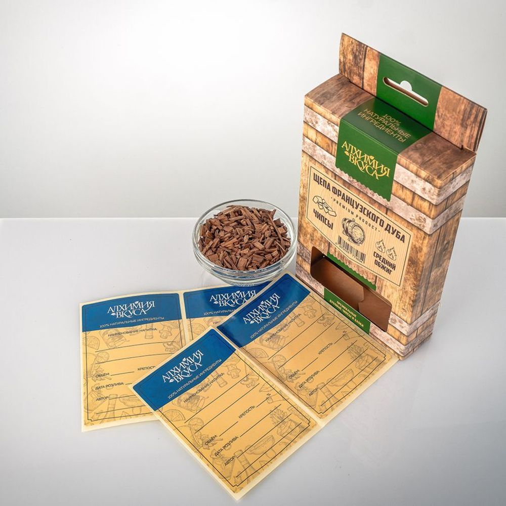 Щепа французского дуба Алхимия вкуса (чипсы, средний обжиг), 20 г