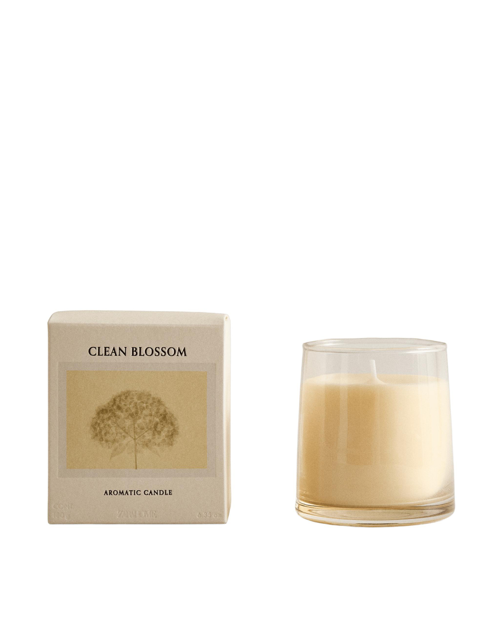 Zara Home Свеча ароматическая Clean Blossom 180 г, растительный воск, аромат цветочный, Розовый