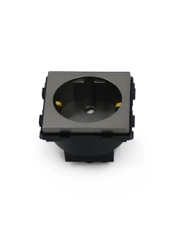 Механизм розетки KLUST Basic с заземлением, со шторками, серый