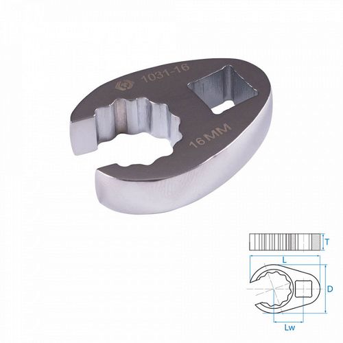 KING TONY (1031-16R) Ключ разрезной (воронья лапка) 16 мм, 3/8"