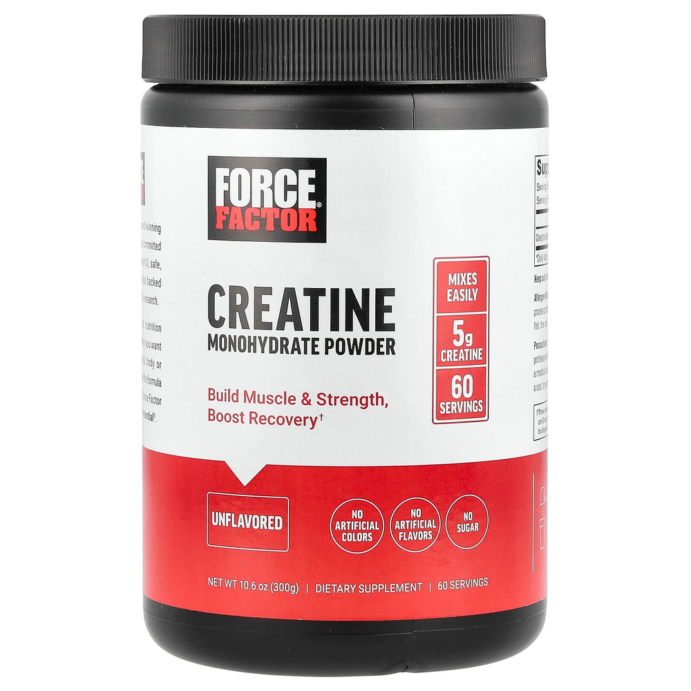 Force Factor, Моногидрат креатина, без добавок, 300 г (10,6 унции)