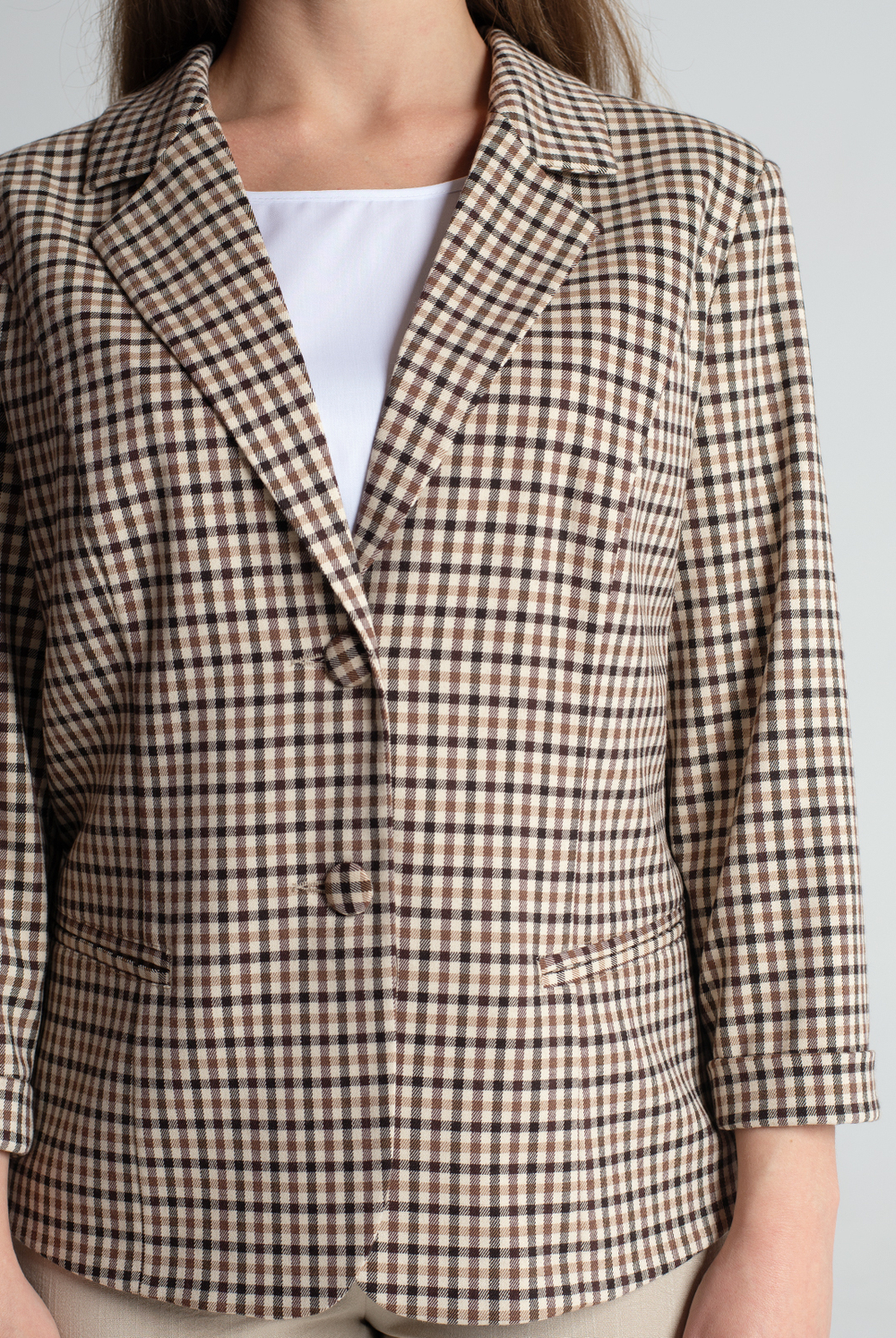 Жакет женский 3736зпб, бежевая клетка #412БКл043736зпб