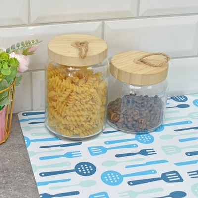 Коврик для кухонных ящиков в рулоне 45*150см "Ложки-вилки", сине-голубой