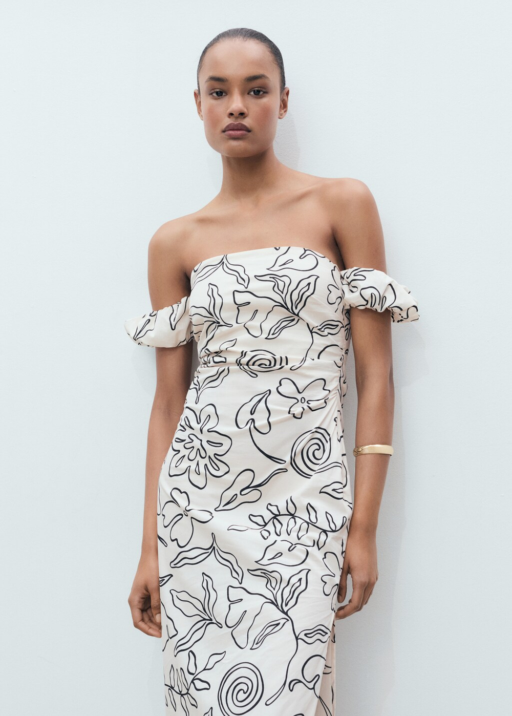 Платье с цветочным принтом без бретелей