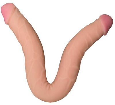 Сдвоенный фаллоимитатор "FLEX&amp, FIX" (Цвет: телесный)