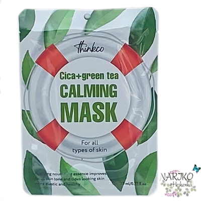 Маска-салфетка для лица Центелла азиатская и Зелёный чай THINKCO Cica+Green Tea Calming, 23 мл.