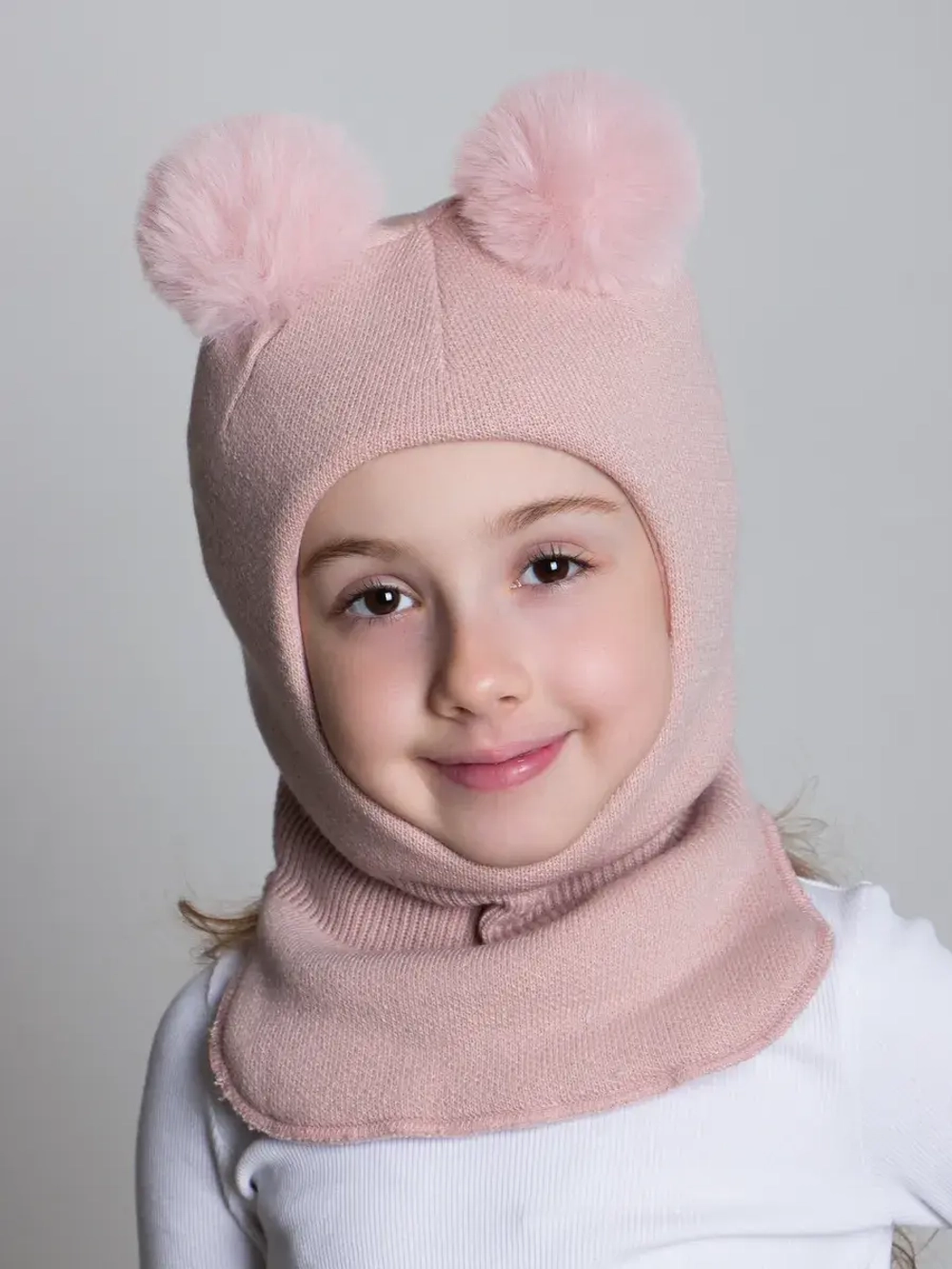 Шапка шлем детская зимняя вязаная