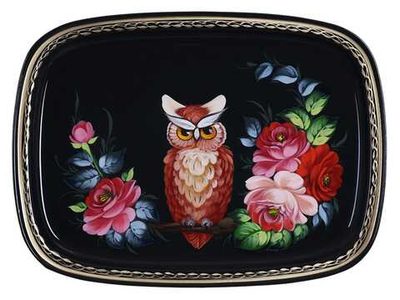 Жостовский поднос декоративный, размер 33х24 см (A12), металлический