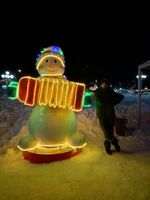 Уличная фигура "Снеговик с гармошкой"