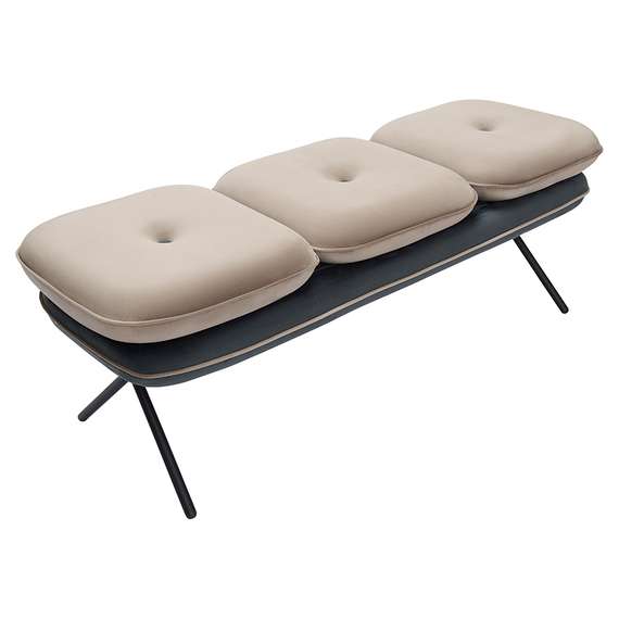 Банкетка Pea, велюр, бежевая/темно-серая