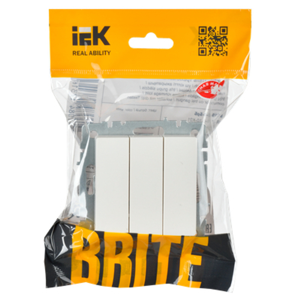 BRITE Выключатель 3-клавишный 10А ВС10-3-0-БрБ белый IEK