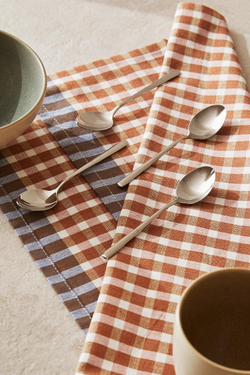 ZARA HOME БЛЕСТЯЩАЯ МЕТАЛЛИЧЕСКАЯ ДЕСЕРТНАЯ ЛОЖКА (НАБОР ИЗ 4 ПРЕДМЕТОВ), СЕРЕБРЯНЫЙ