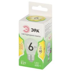 Лампа светодиодная ЭРА GREEN LINE LED P45-6W-830-E27 GL 6Вт шар теплый свет E27 | Лампы cветодиодные Шар (G/P)