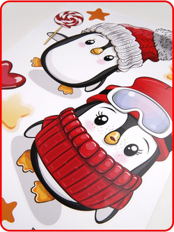 Новогодние наклейки стикеры на подарки, окна, декор для дома