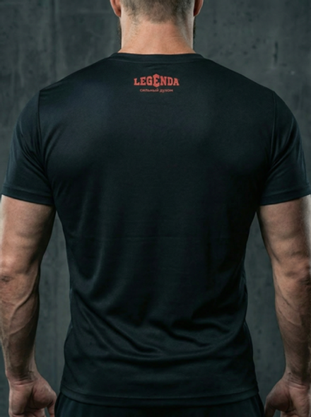 Футболка тренировочная мужская черная LEGENDA Горыныч красный